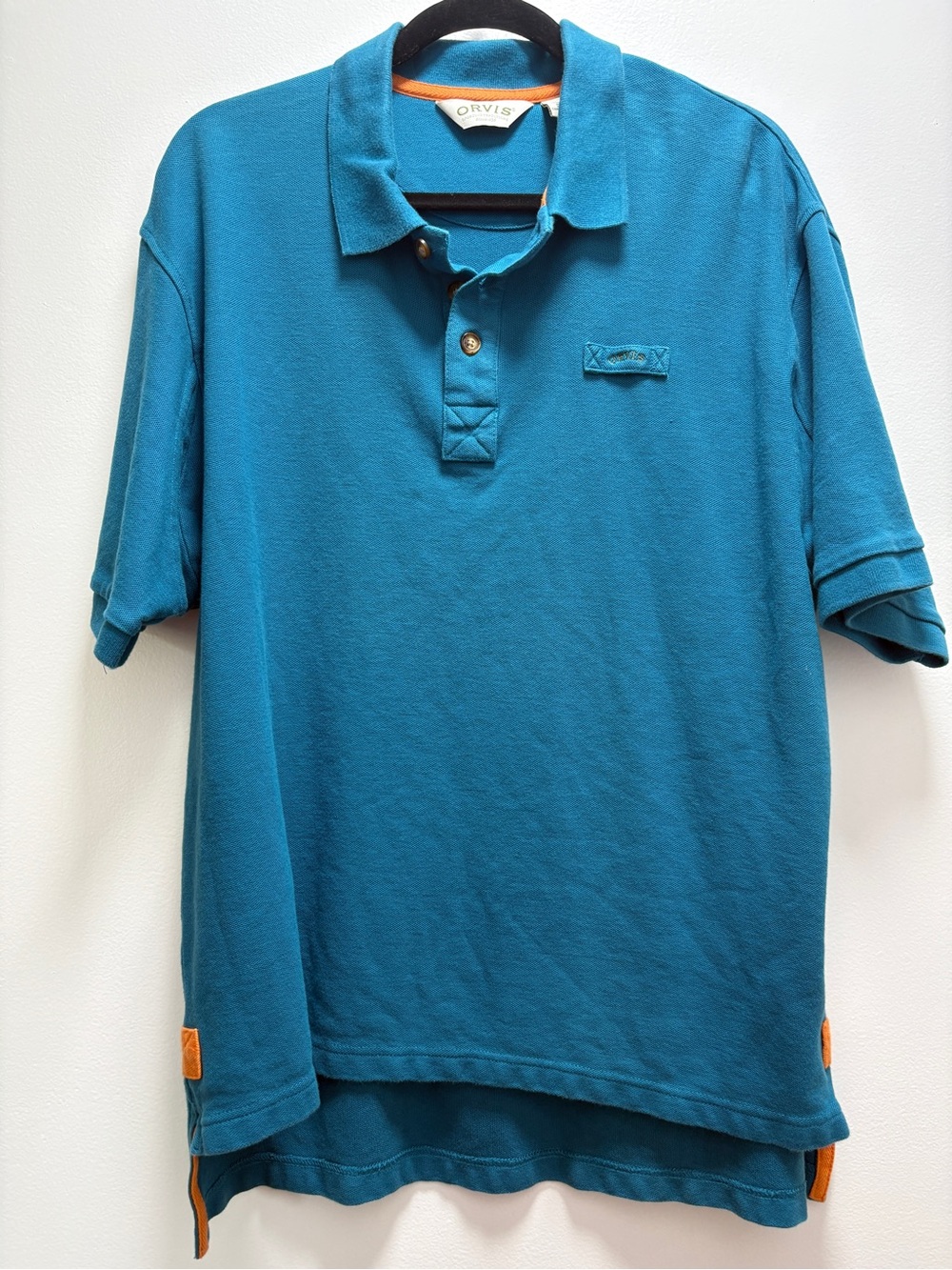 Orvis Teal Short-Sleeve Polo with Orange Trim